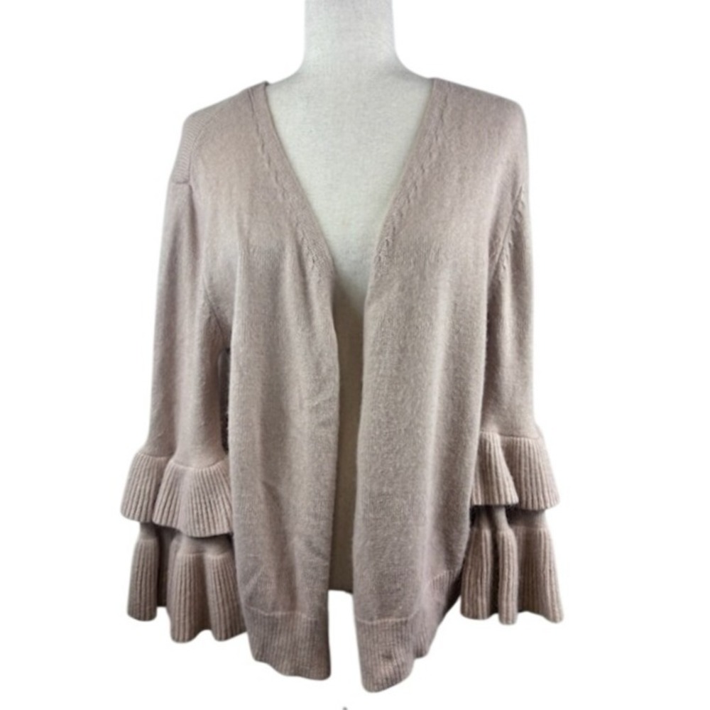 POL Anthropologie Women's Size Small Cardigan Sweater Ruffle Bell Sleeve Mauve‎